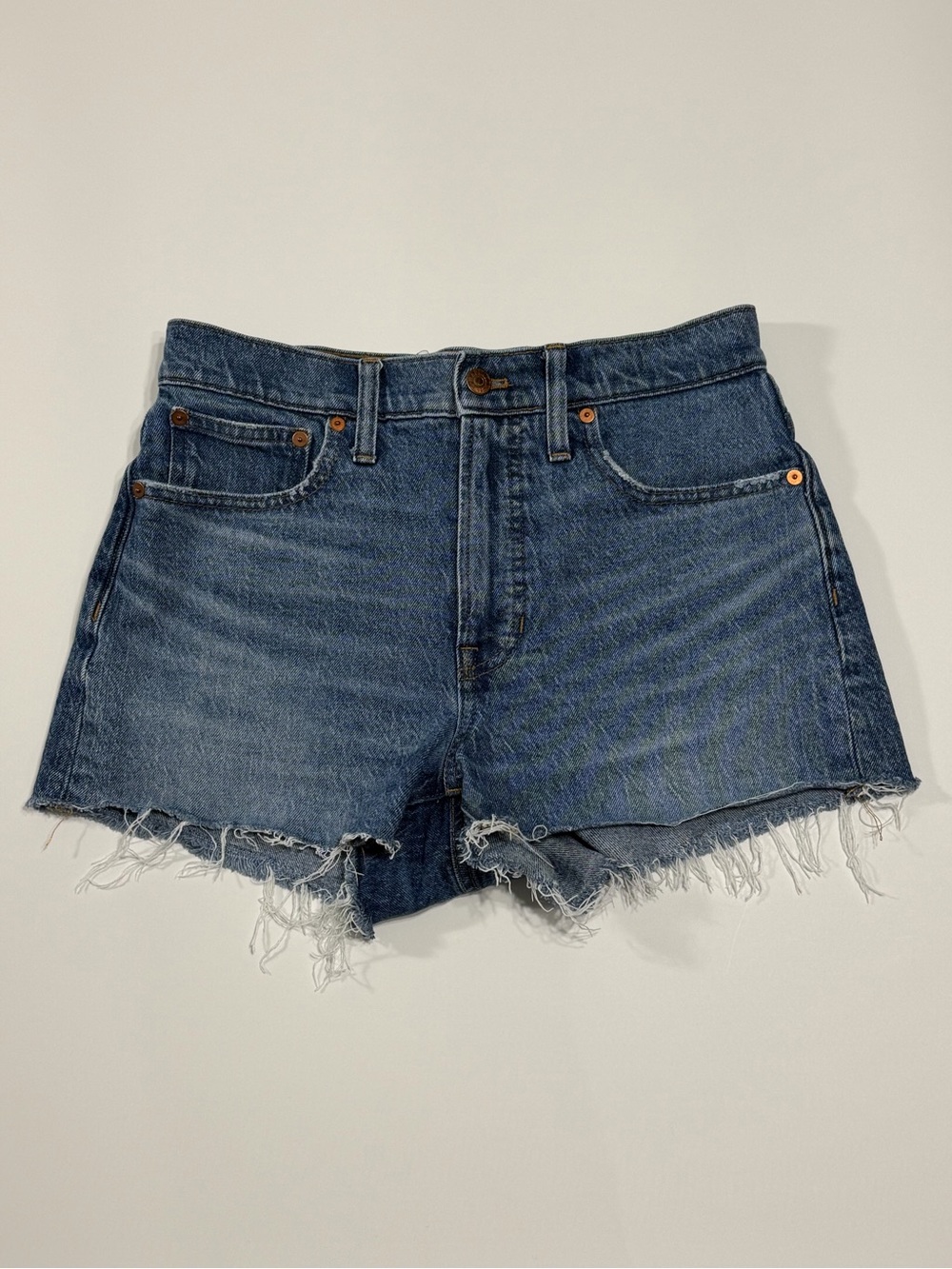 Madewell Distressed High-Rise Denim Shorts - Blue